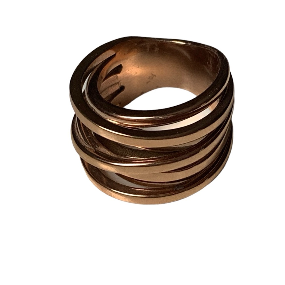 Modernist Elegant Intertwined Rose Gold Plated Stainless Steel Fashion Ring